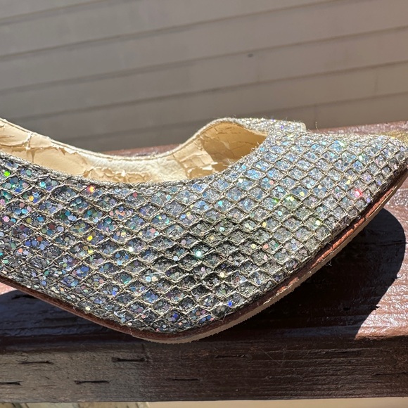 USED Enzo Angiolini Gold Silver Glitter Heels - Picture 4 of 5